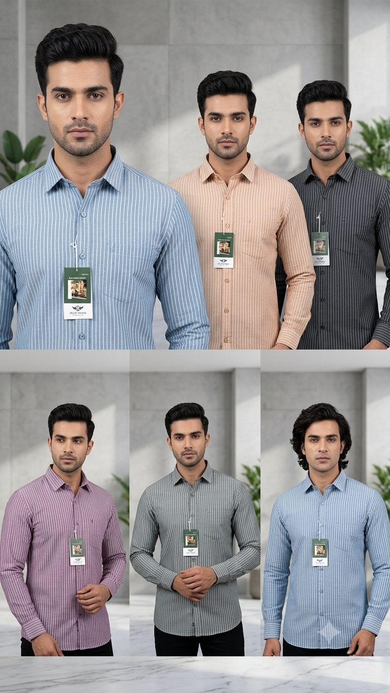 (Combo of 3) Oxford Stripes Russman Pure Cotton Shirt Rs. 1070