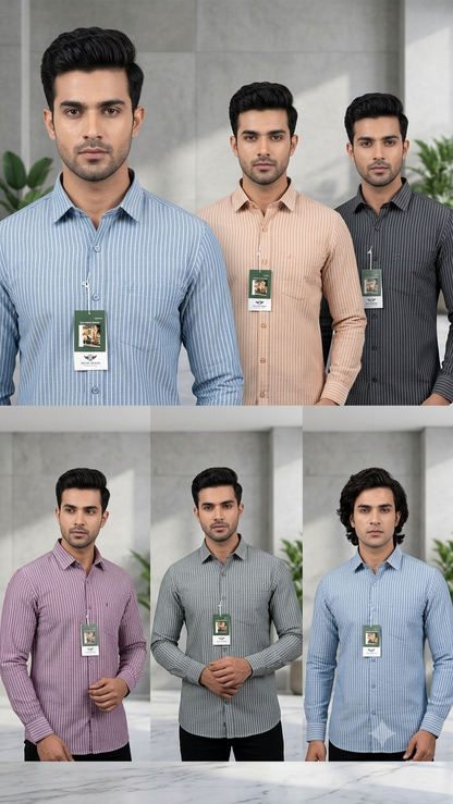 (Combo of 3) Oxford Stripes Russman Pure Cotton Shirt Rs. 1070