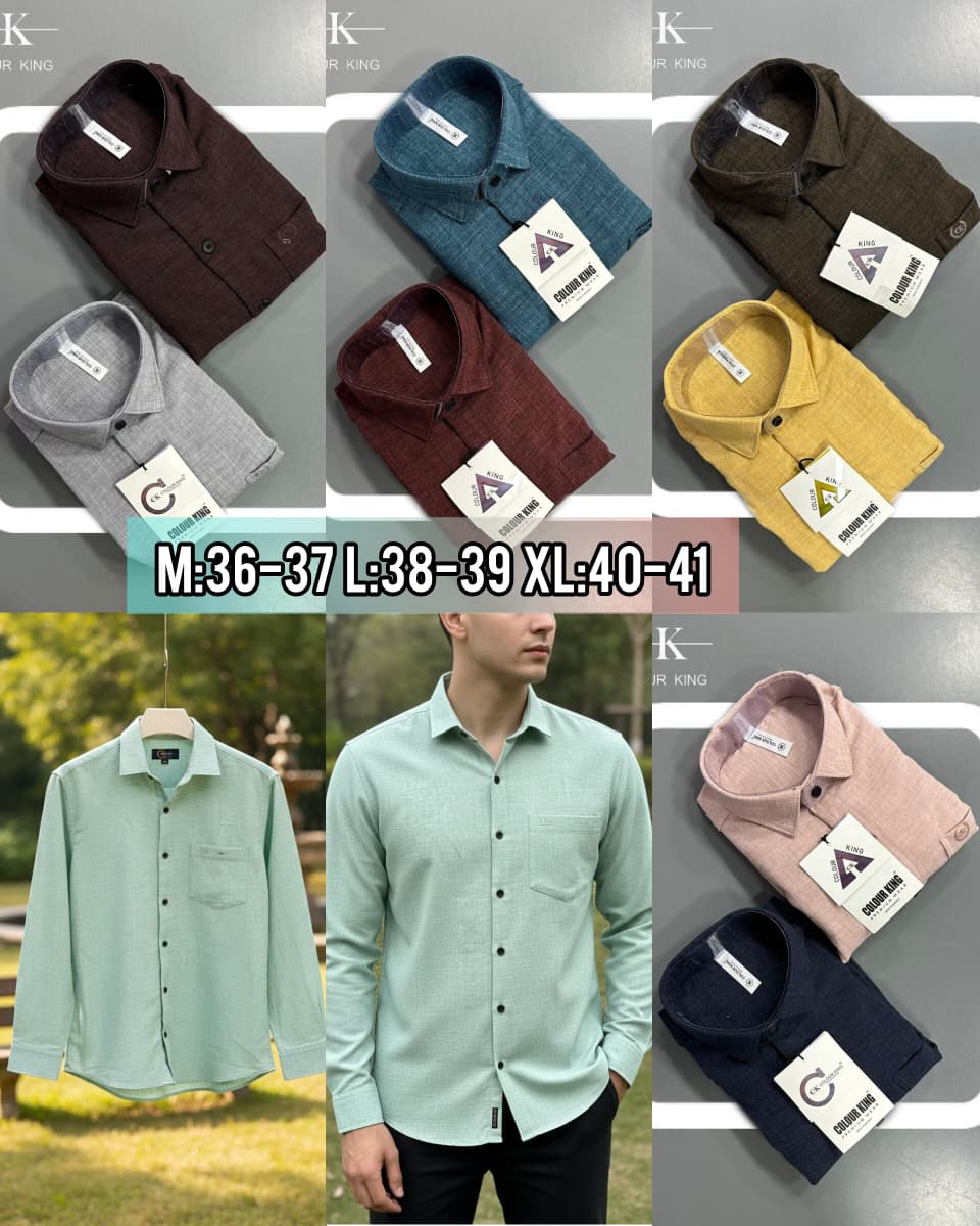 (Combo of 3)(2XL, 3XL)CK Linen Korean Plain Shirt Rs.1150