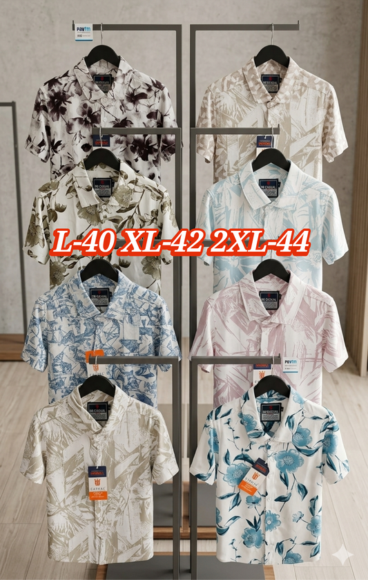 (Combo of 3) Rayon 100% Cooling Cotton Half Sleeve Printed Shirts Rs. 900