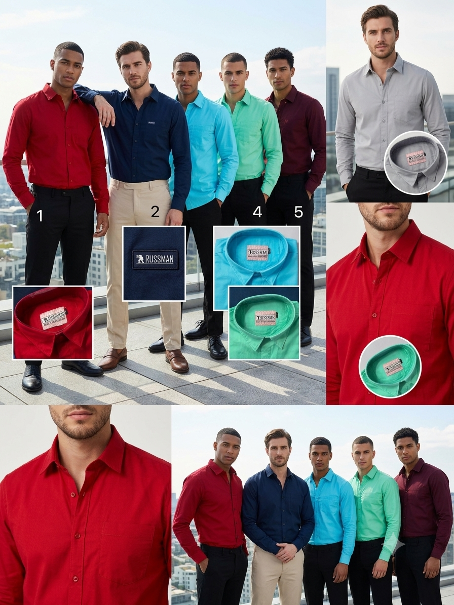 (Combo of 3) RussMan PureCotton Lenin Plain Shirts Rs. 1150