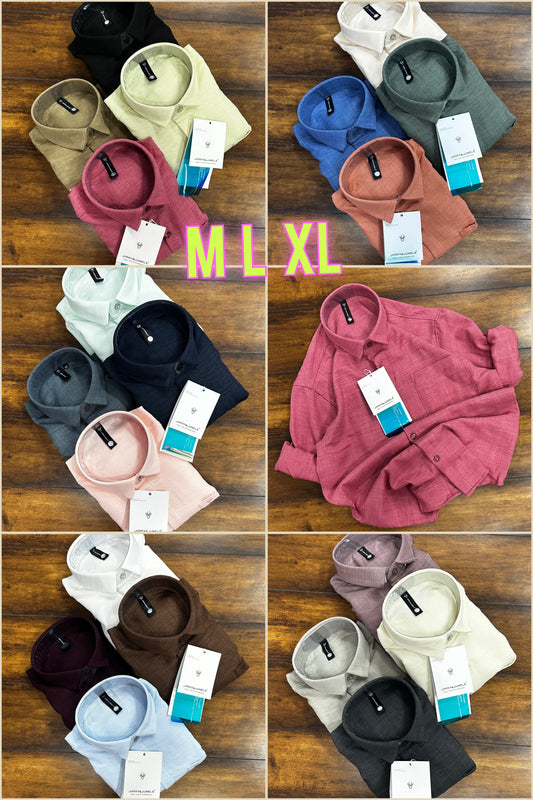 (Combo of 3) CK Linen Popcorn Plain Shirt Rs.1150