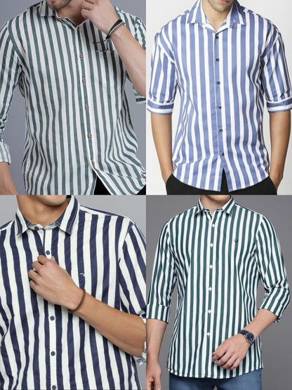 (Combo of 4) Office Stripes Premium Cotton Shirt Rs. 999