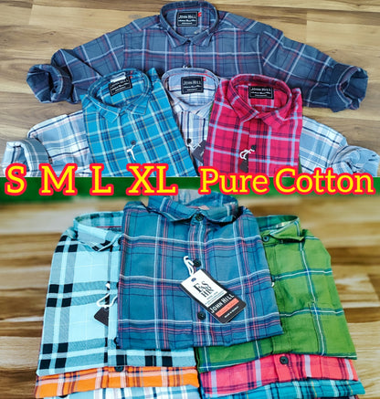 (Combo Of 3) JohnHill Slim Fit Pure Cotton Double Checks Shirts Rs. 899