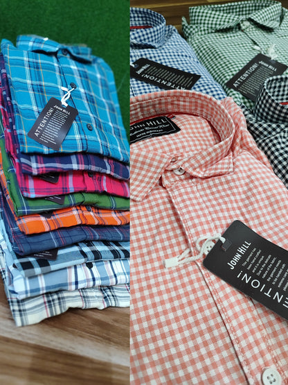 (Combo of 4) S to M JohnHill Pure Cotton Big Checked 2+2 Small Checked  Shirts Rs. 1000