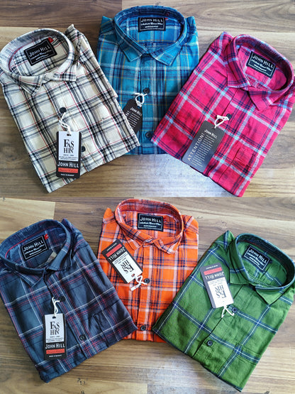 (Combo Of 4)(S, M) JohnHill Pure Office Fit Cotton Checks Shirts Rs. 1000
