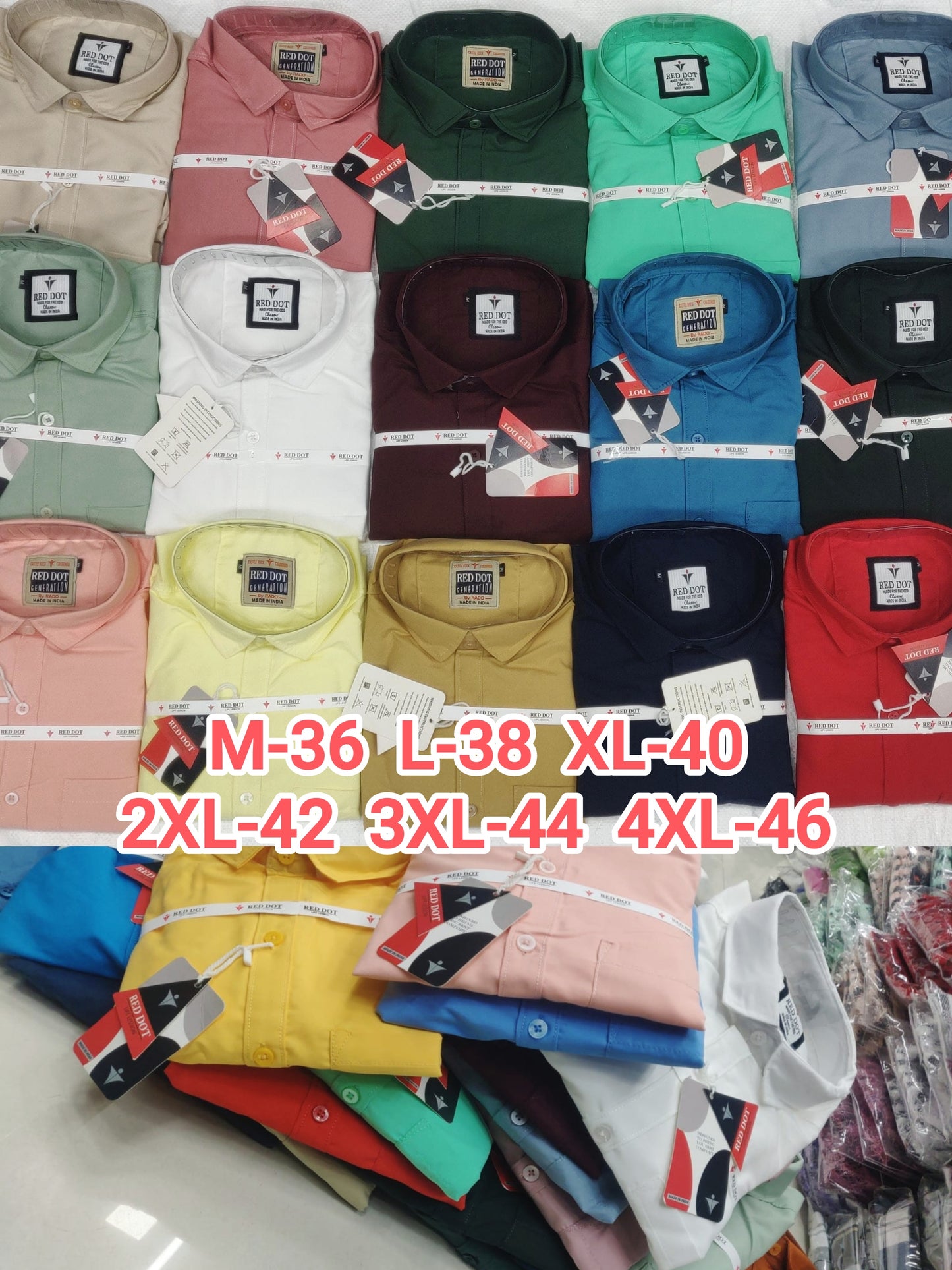 (Combo of 4) Big Size RedDot Premium Cotton Plain Shirts Rs. 1150