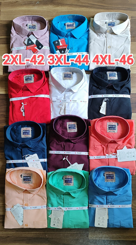 (Combo of 4) Big Size RedDot Premium Cotton Plain Shirts Rs. 1150