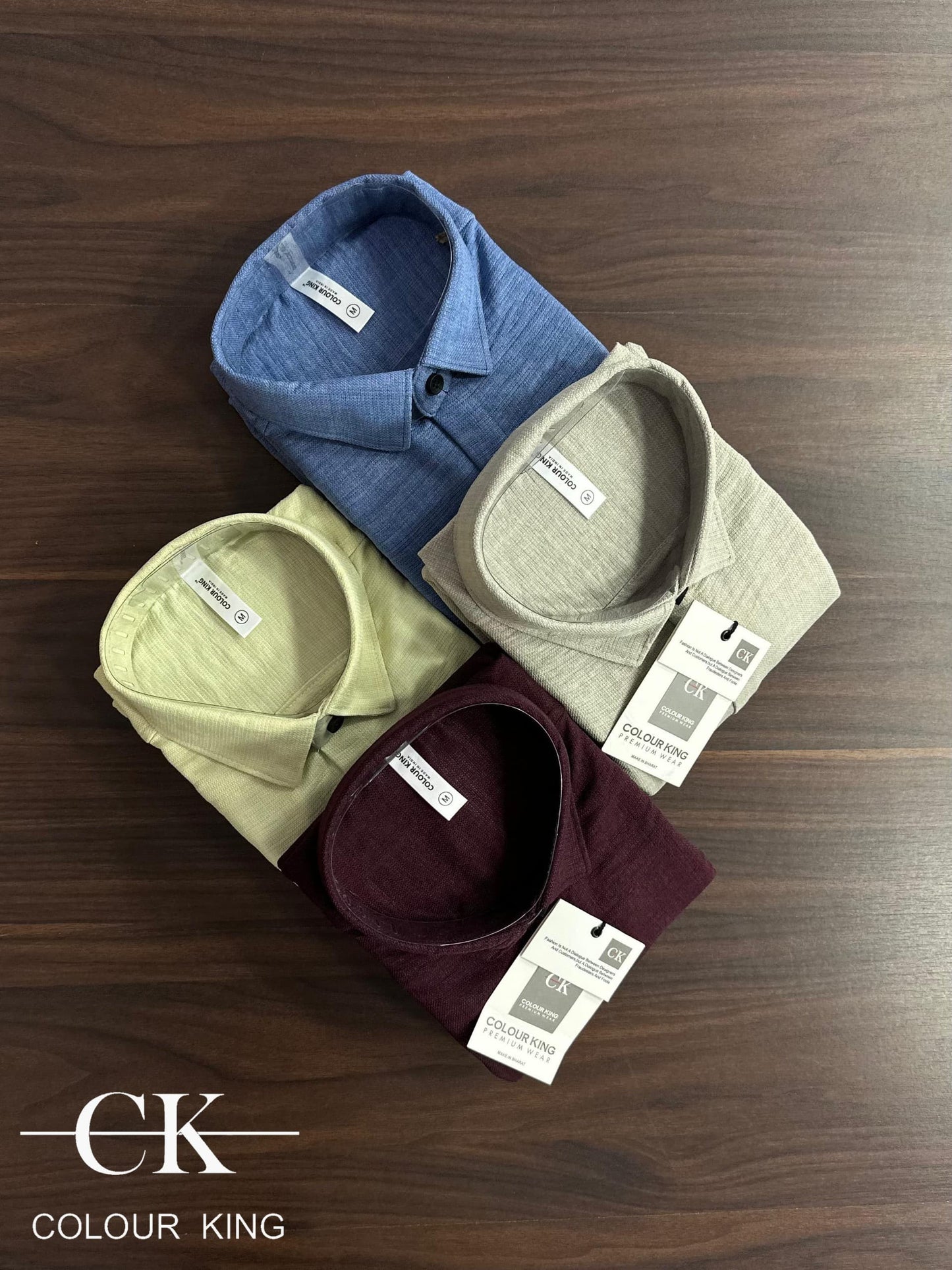 (Combo of 3) CK Linen Popcorn Plain Shirt Rs.1100