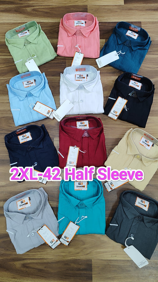 (Combo of 3) 2XL Linen Half Sleeve Cotton Plain Shirts Rs. 1050
