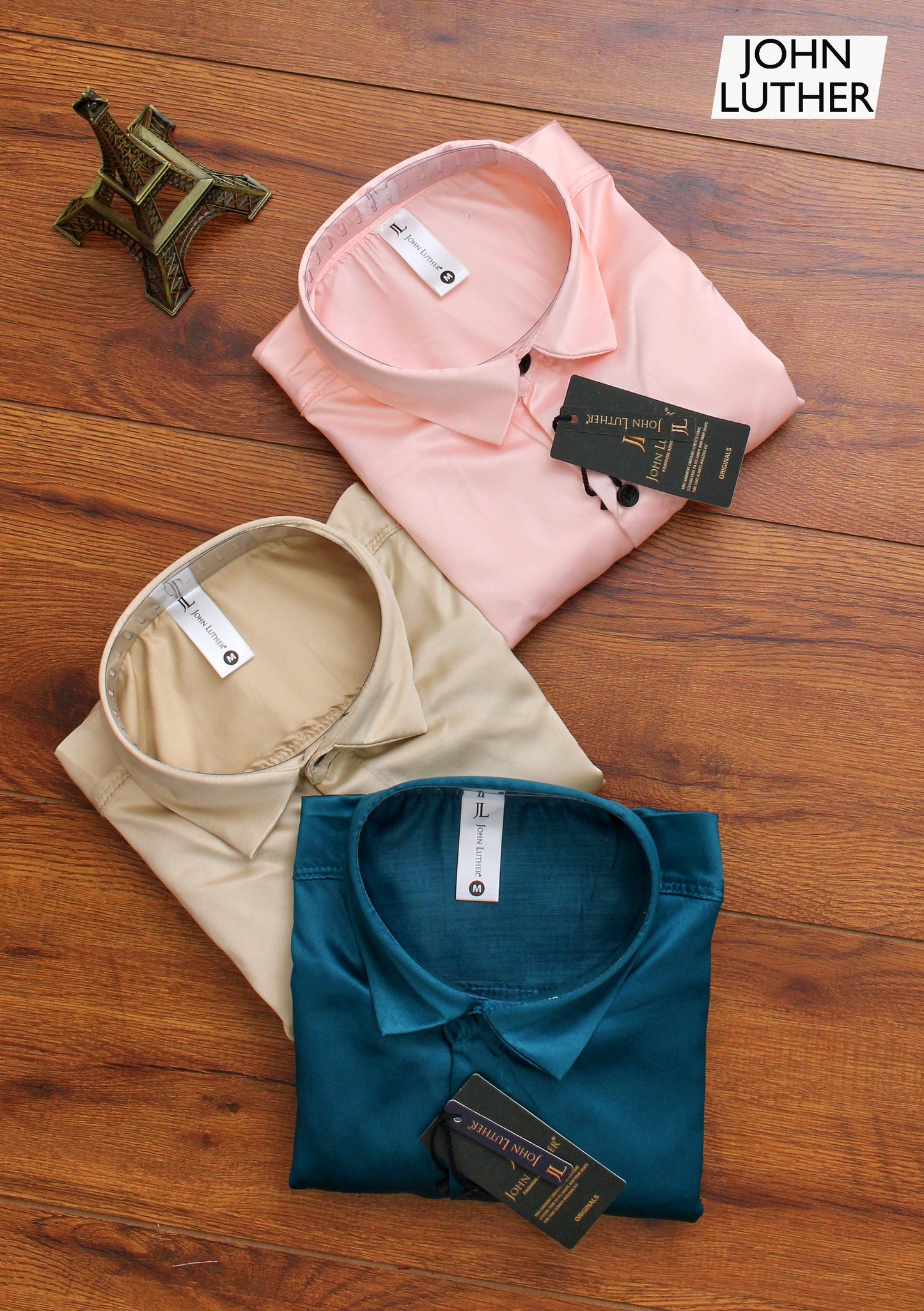 (Combo of 3)JOHN LUTHER Satin Silk Shirt Men's Regular Fit Rs. 1150