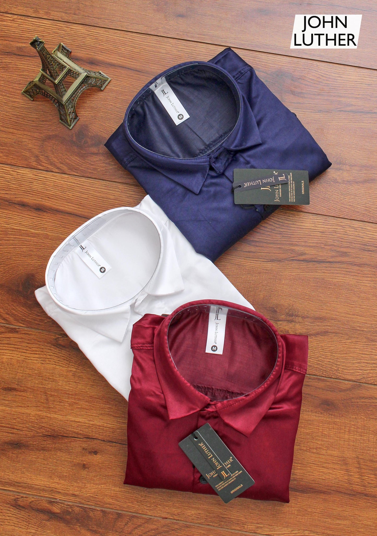 (Combo of 3)JOHN LUTHER Satin Silk Shirt Men's Regular Fit Rs. 1150