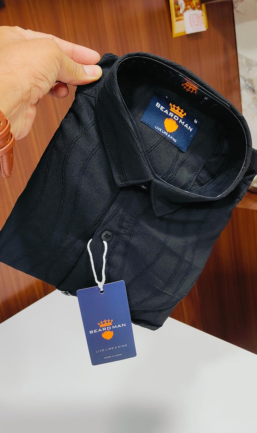 (Combo of 2) BeardMan Primium Popcorn Plain Shirt Rs.699