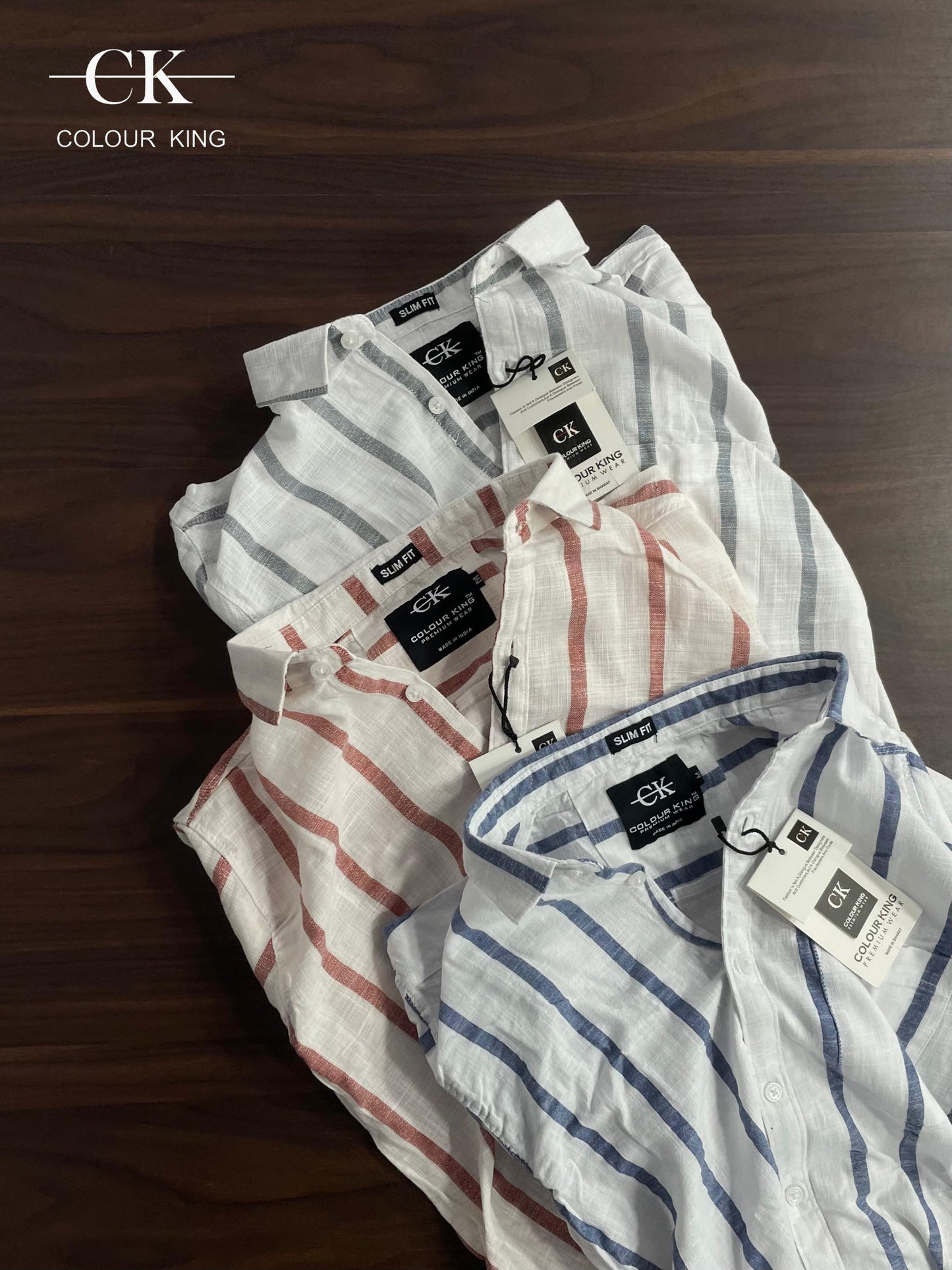 (Combo of 3) CK Linen Half Sleeve Primium Cotton Strips Shirts Rs. 1050