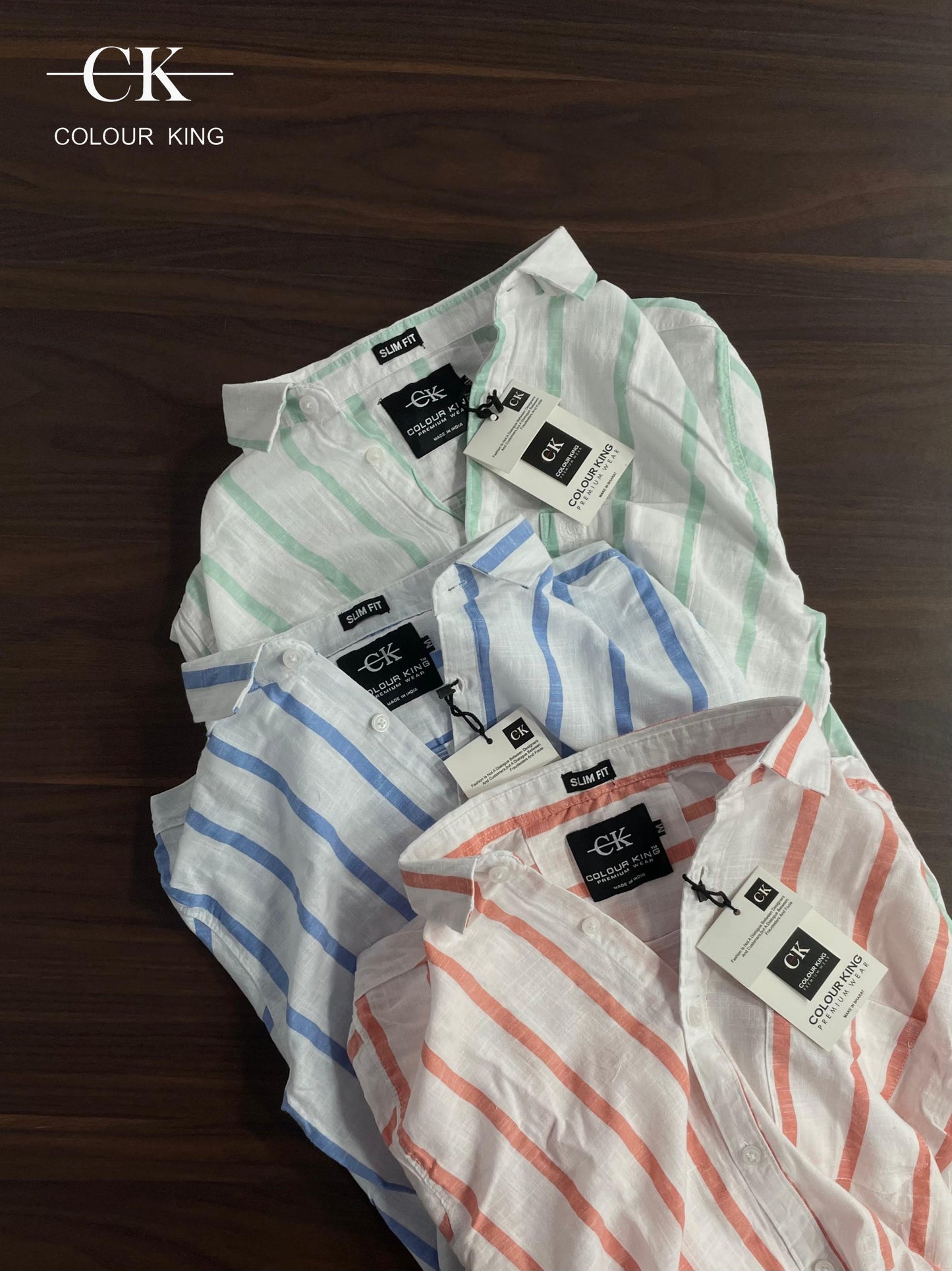 (Combo of 3) CK Linen Half Sleeve Primium Cotton Strips Shirts Rs. 1050