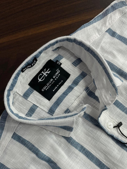 (Combo of 3)(M,L) CK Linen Half Sleeve Pure Cotton Strips Shirts Rs. 1000