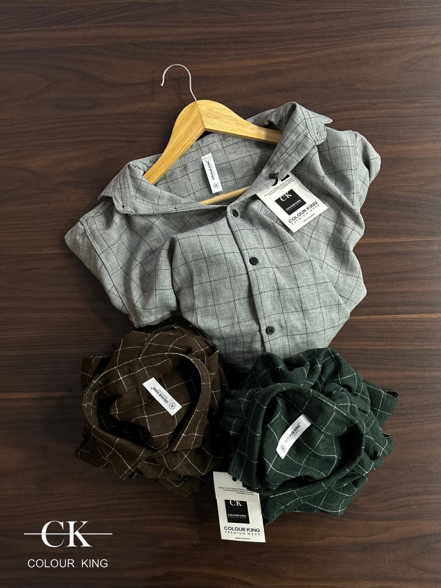 (Combo of 3) CK Linen Checked + Stripes Dobby Unique Shirt Rs.1150