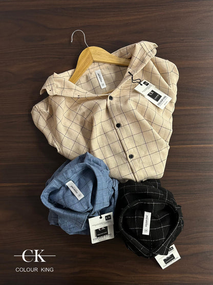 (Combo of 3)(M-38)CK Linen Checked Dobby Unique Shirt Rs.1000
