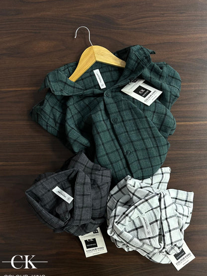(Combo of 3)(M-38)CK Linen Checked Dobby Unique Shirt Rs.1000