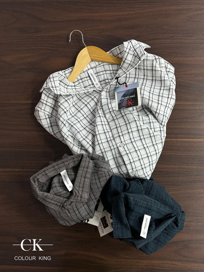 (Combo of 3)(M-38)CK Linen Checked Dobby Unique Shirt Rs.1000