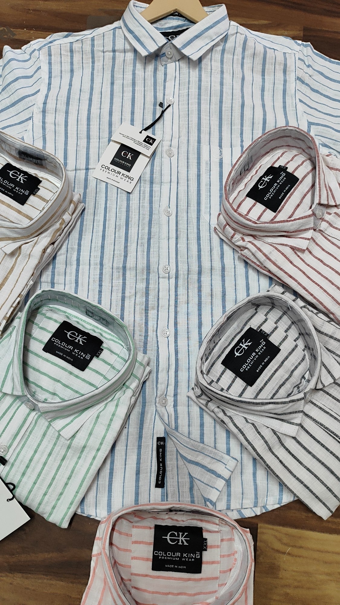 (Combo of 3) CK Linen Half Sleeve Primium Cotton Strips Shirts Rs. 1050