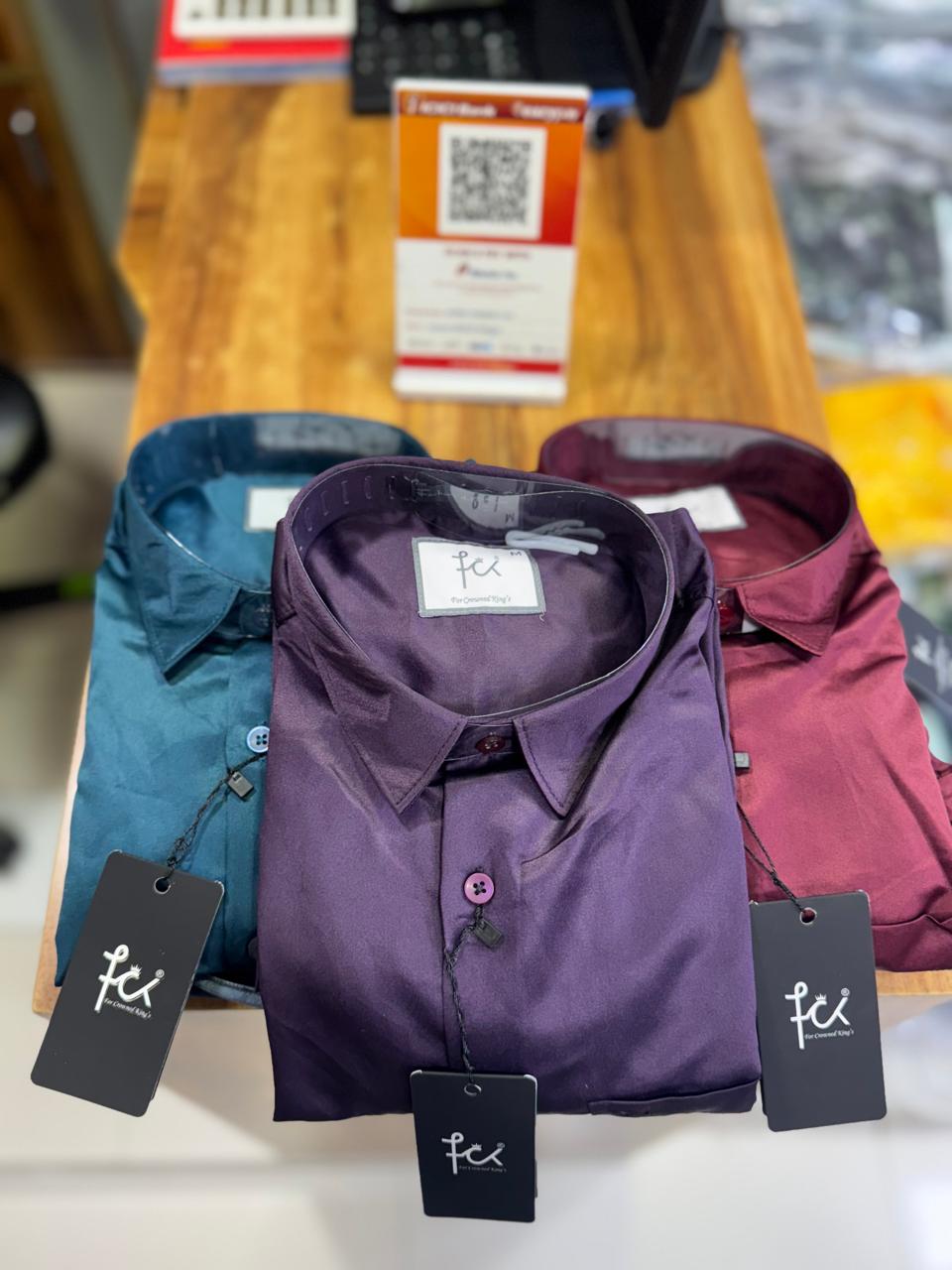 (Combo of 3) FCK Satin Silk Shirt Men's Regular Fit Rs. 1050