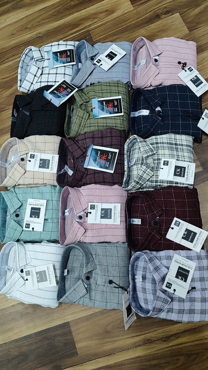 (Combo of 3)(M-38)CK Linen Checked Dobby Unique Shirt Rs.1000