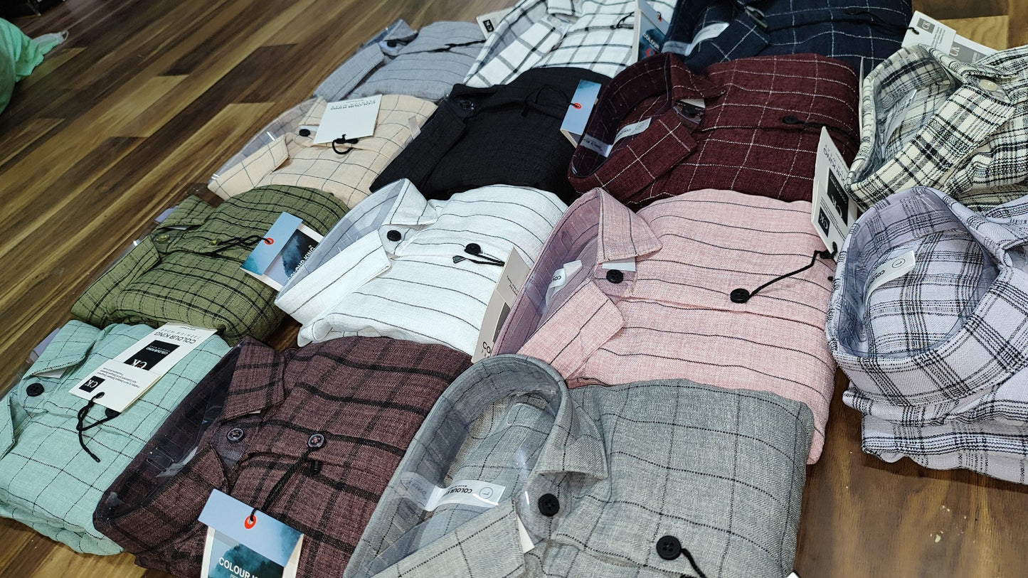 (Combo of 3) CK Linen Checked + Stripes Dobby Unique Shirt Rs.1150