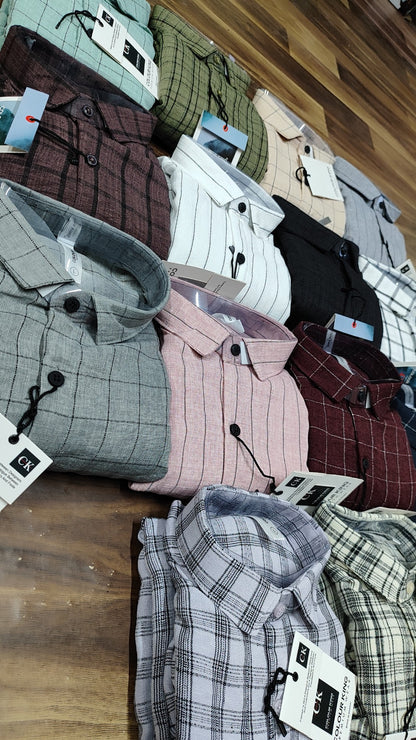 (Combo of 3)(M-38)CK Linen Checked Dobby Unique Shirt Rs.1000