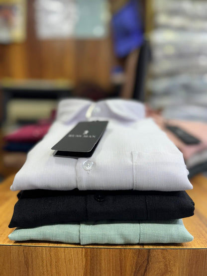(Combo of 3) RussMan KorianLinen Dobby Plain Shirt Rs.1100
