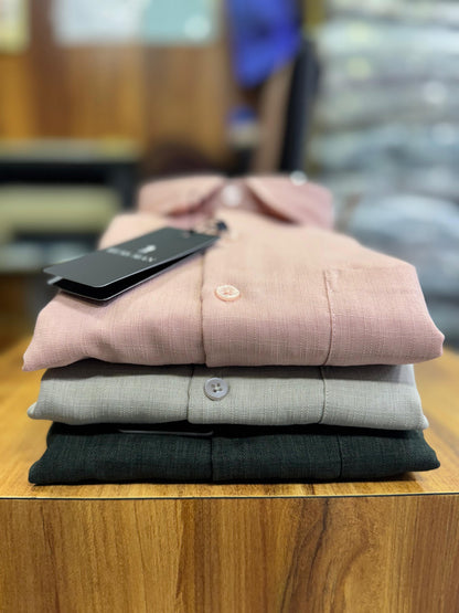 (Combo of 3) RussMan KorianLinen Dobby Plain Shirt Rs.1100