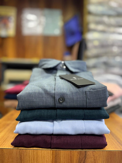 (Combo of 3) RussMan KorianLinen Dobby Plain Shirt Rs.1100