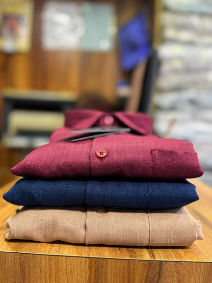 (Combo of 3) RussMan KorianLinen Dobby Plain Shirt Rs.1100