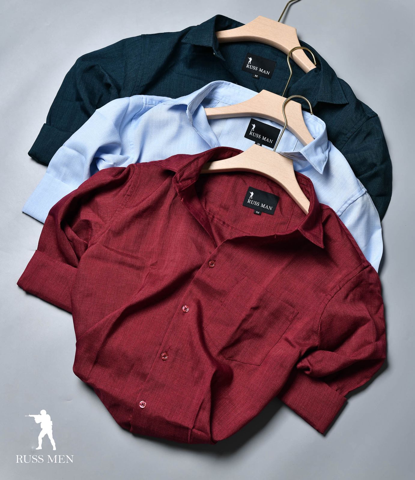 (Combo of 3) RussMan Linen Dobby Plain Shirt Rs.1099