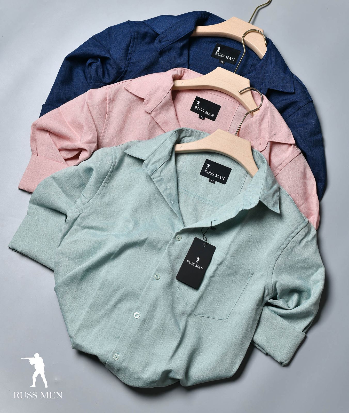 (Combo of 3) RussMan Linen Dobby Plain Shirt Rs.1099