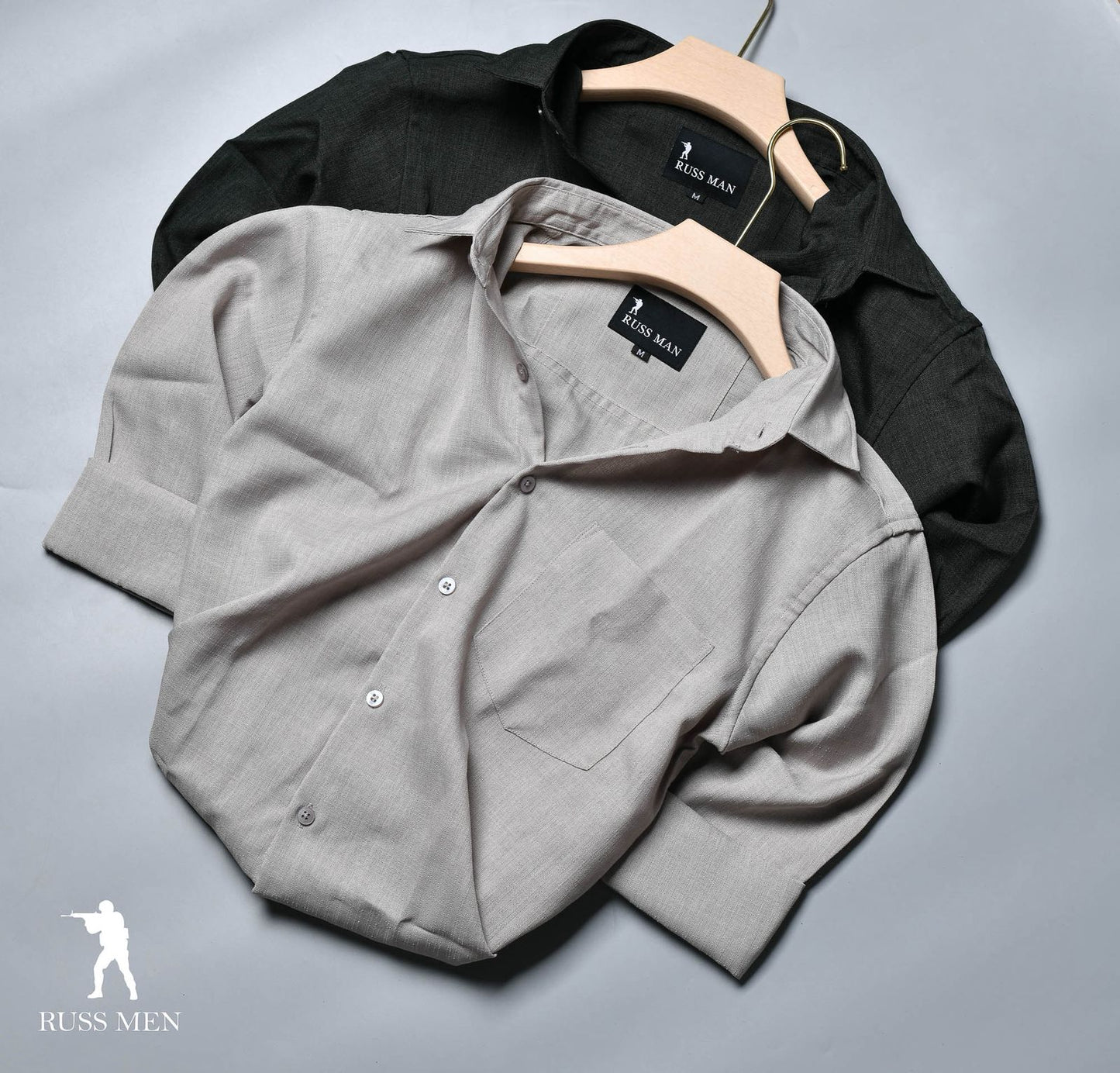 (Combo of 3) RussMan Linen Dobby Plain Shirt Rs.1099