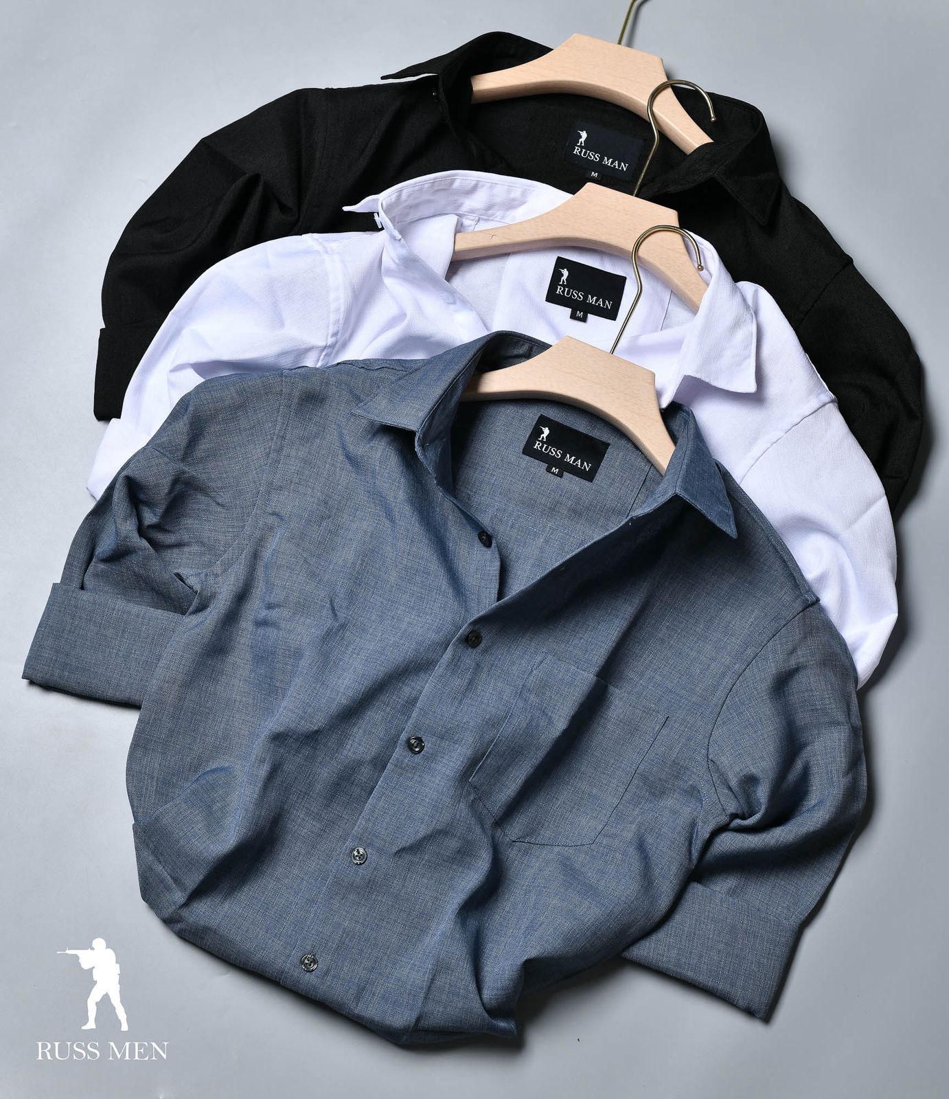 (Combo of 3) RussMan Linen Dobby Plain Shirt Rs.1099