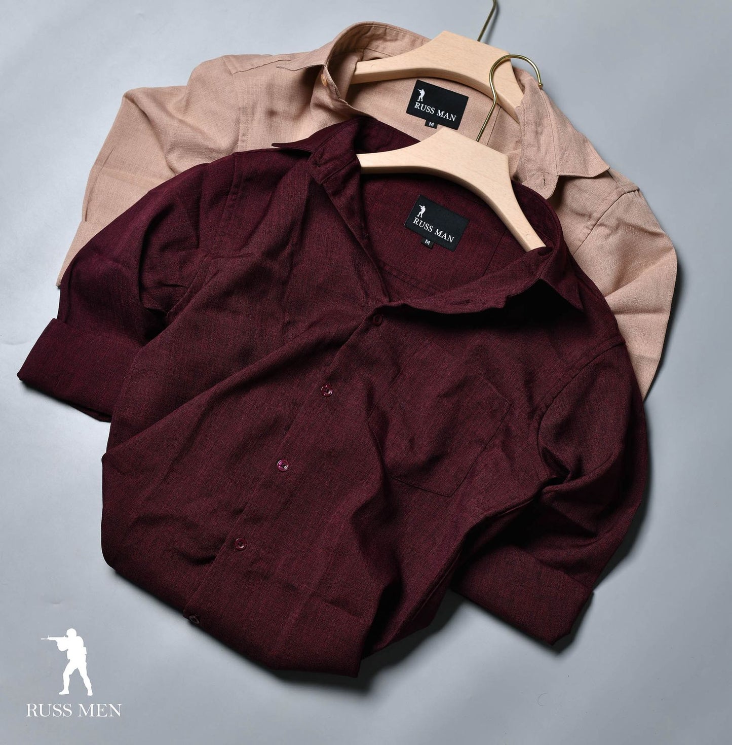 (Combo of 3) RussMan Linen Dobby Plain Shirt Rs.1099