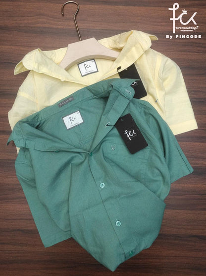 (Combo of 3) FCK 100%Pure Cotton Linen Half Sleeve Plain Shirts Rs. 1100