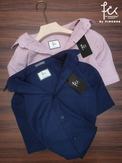 (Combo of 3) FCK 100%Pure Cotton Linen Half Sleeve Plain Shirts Rs. 1100