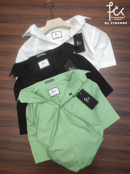 (Combo of 3) FCK 100%Pure Cotton Linen Half Sleeve Plain Shirts Rs. 1100
