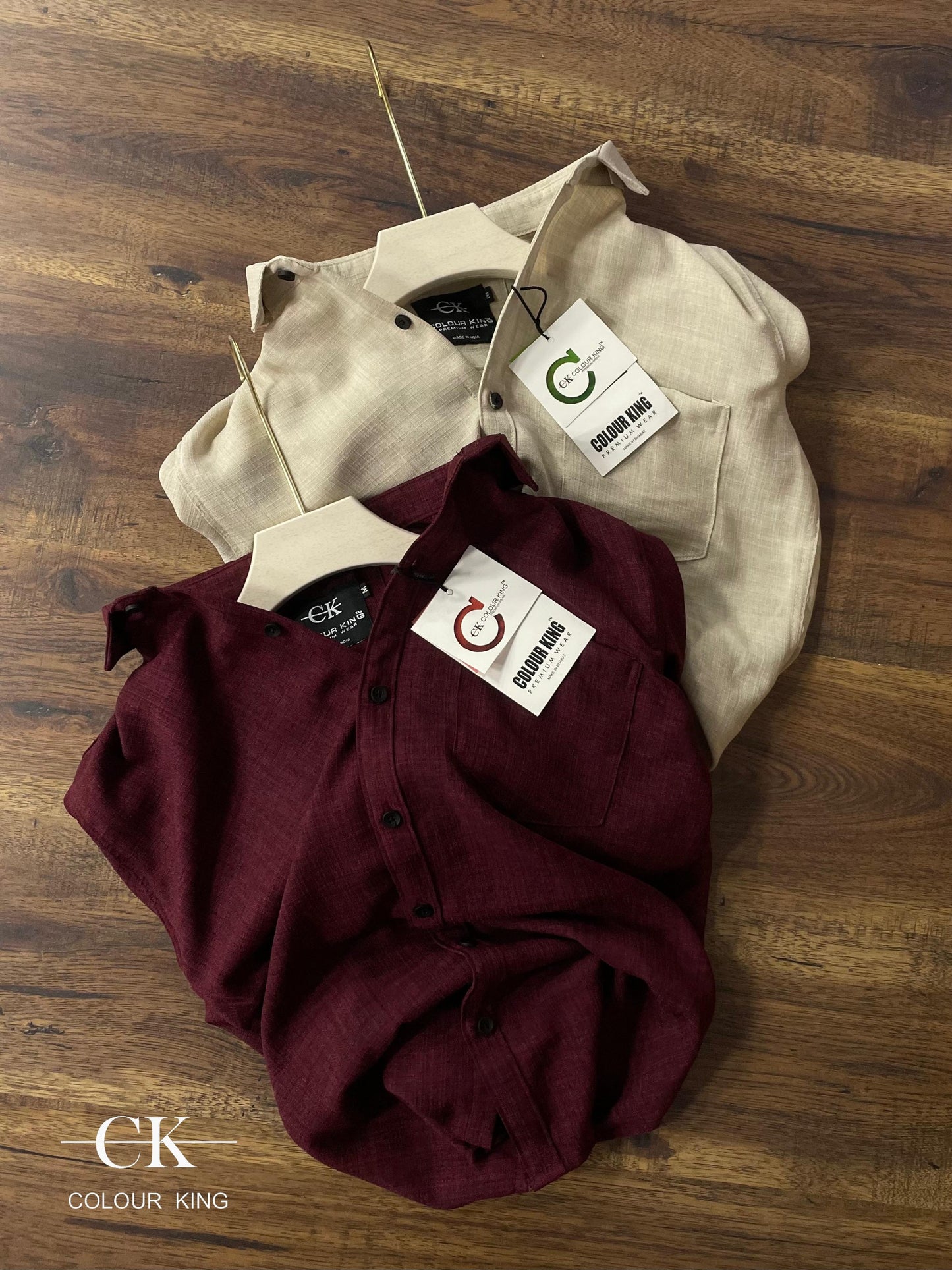 (Combo of 3) (2XL, 3XL) CK Linen Dobby Plain Shirt Rs.1150
