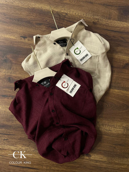 (Combo of 3) (2XL 3XL) CK Linen Dobby Plain Shirt Rs.1150