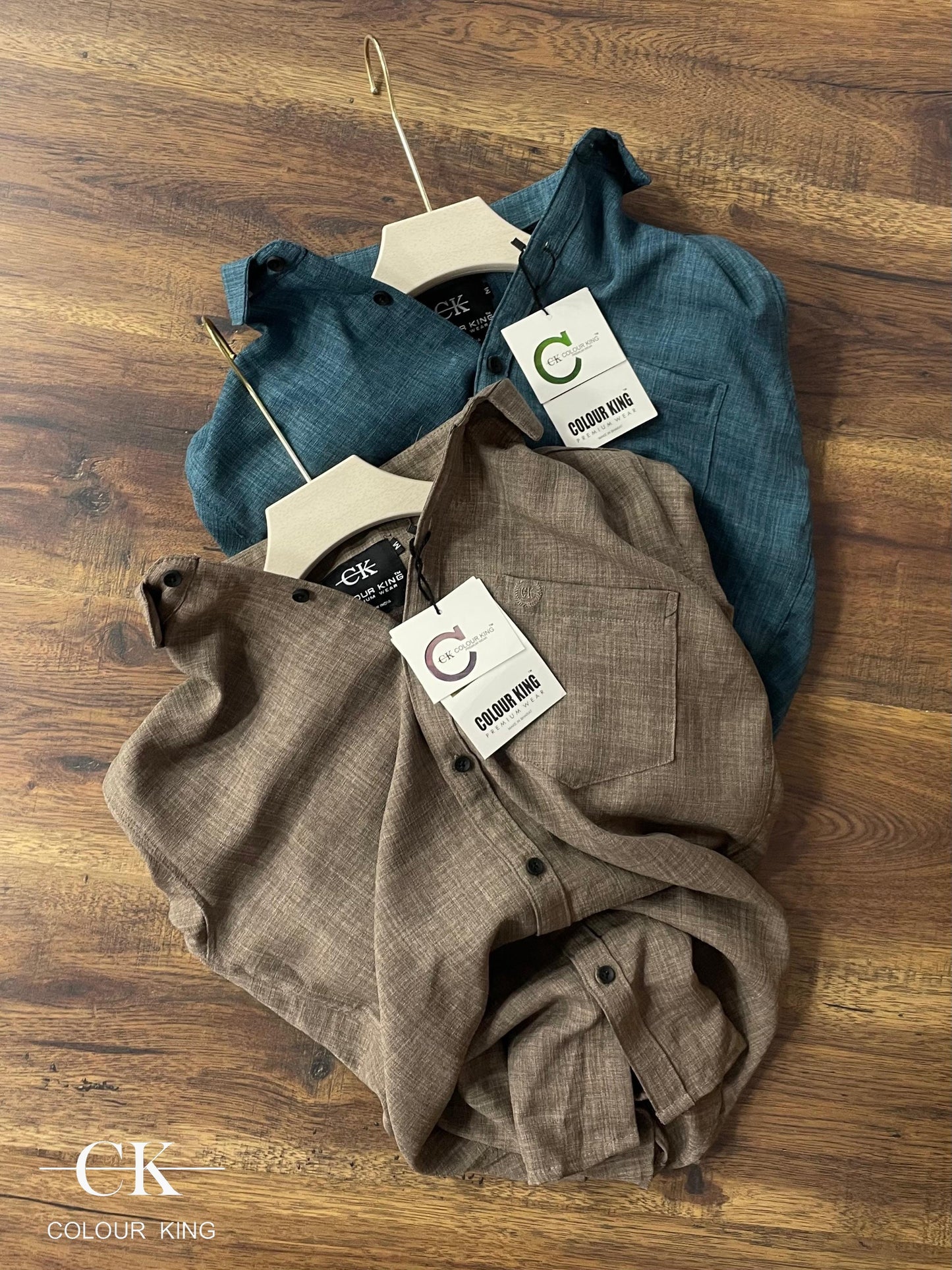 (Combo of 3) (2XL, 3XL) CK Linen Dobby Plain Shirt Rs.1150