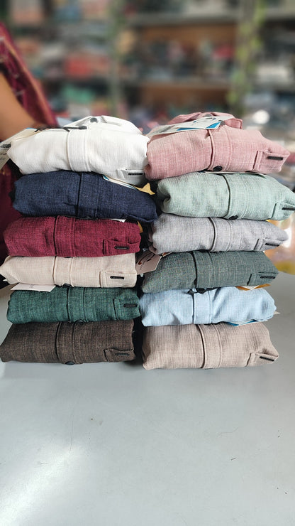 (Combo of 3) (2XL 3XL) CK Linen Dobby Plain Shirt Rs.1150