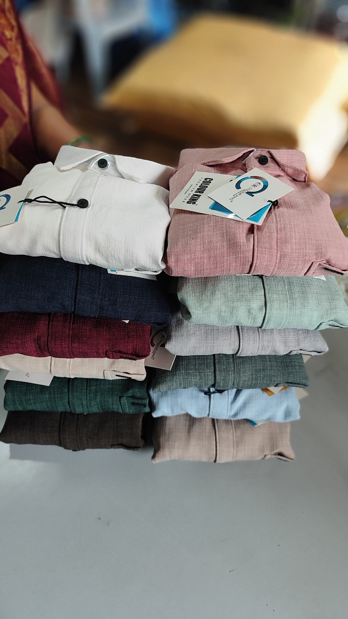 (Combo of 3) (2XL, 3XL) CK Linen Dobby Plain Shirt Rs.1150