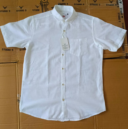 (Combo of 2)(M) Khadi White Half Sleeve Linen Half Sleeve Cotton Shirts Rs. 600