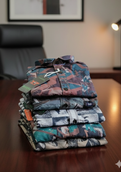 (Combo of 4) RB Satin Soft Silk Digital Printed Shirt Rs. 1000
