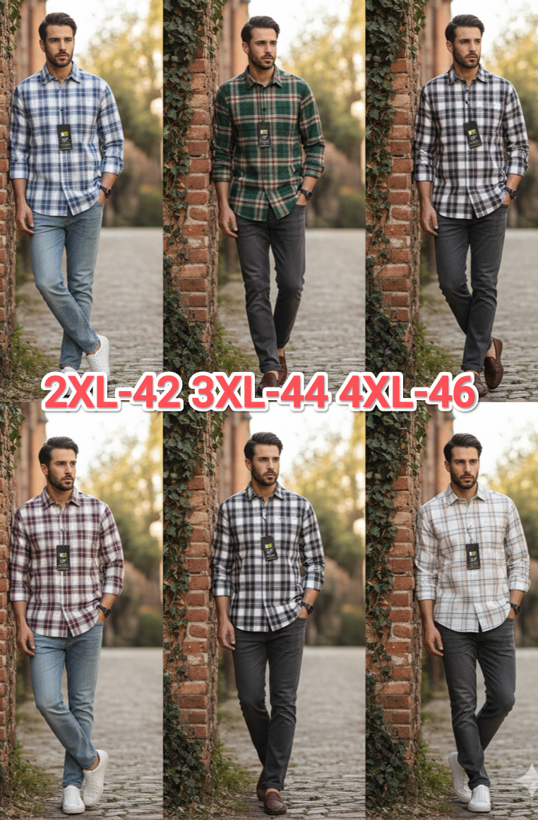 (Combo of 3) 2XL to 4XL DP Pure Cotton Checked Shirt Rs.1099