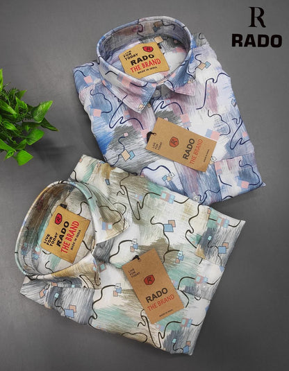 (Combo of 3) RedDot Korian Linen Double Shoulder Digital Printed Shirt Rs.1050